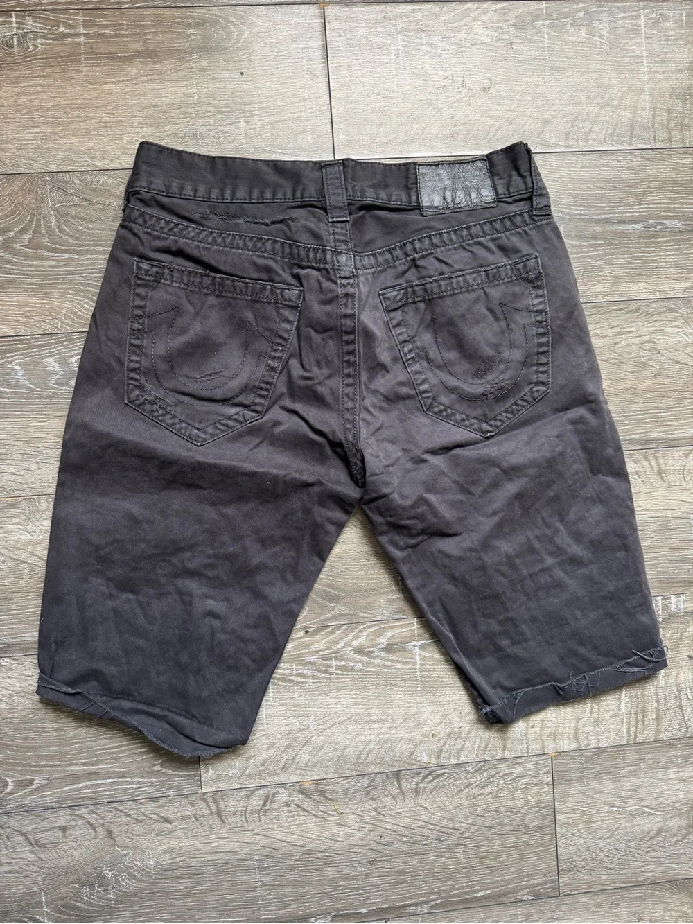 True Religion Black Distressed Jean Shorts